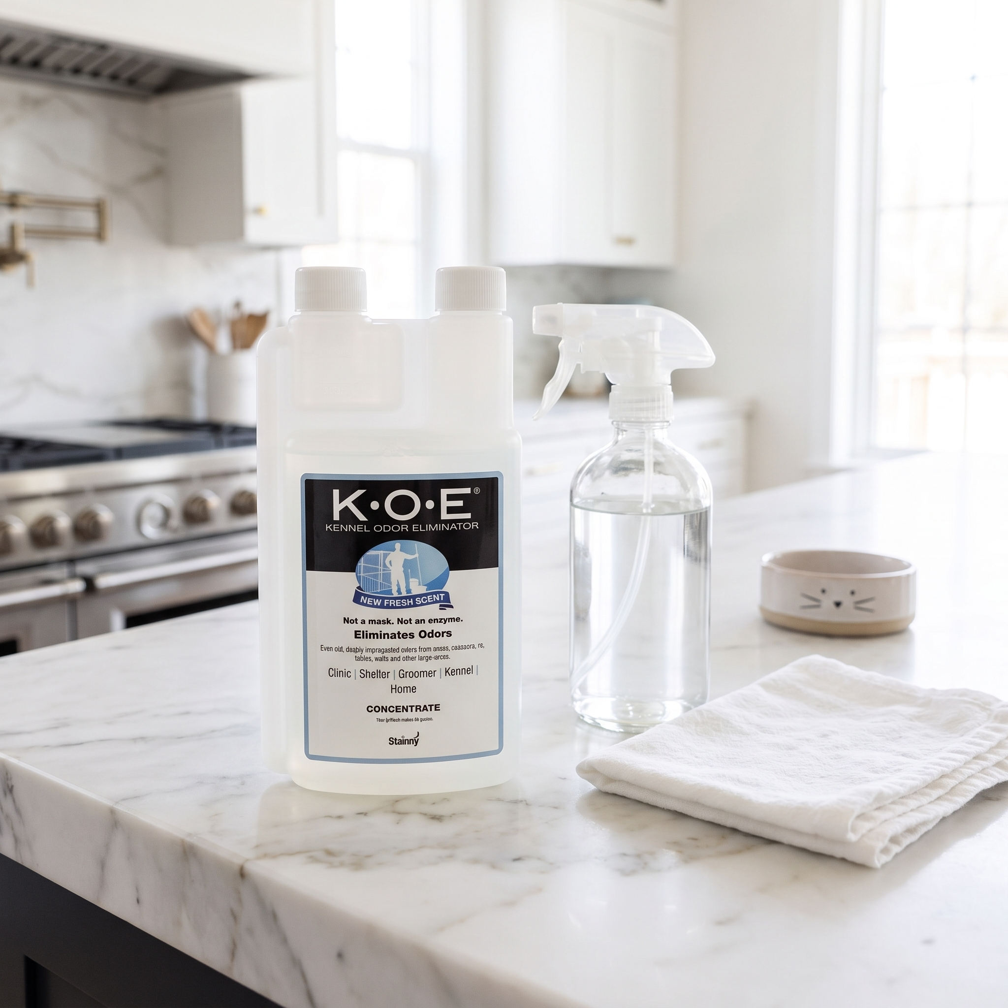 K.O.E. on a kitchen counter